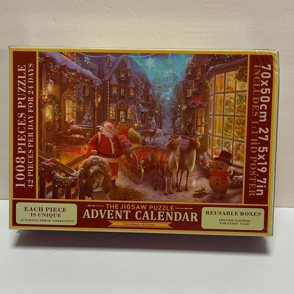 Christmas Old Man Advent Calendar Jigsaw Puzzle NWT Sealed Tradition